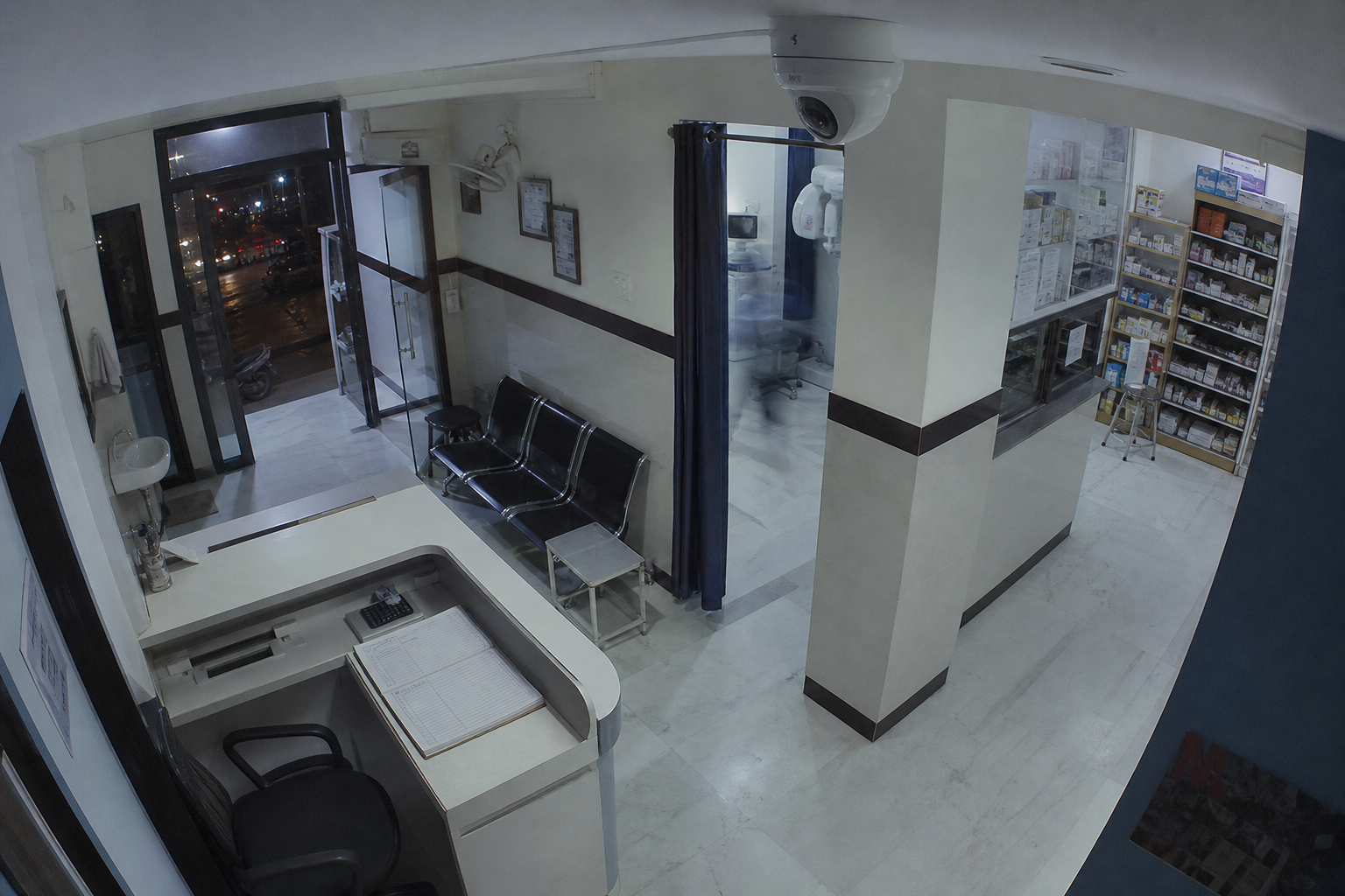 Night-time motion in a clinic equipment room