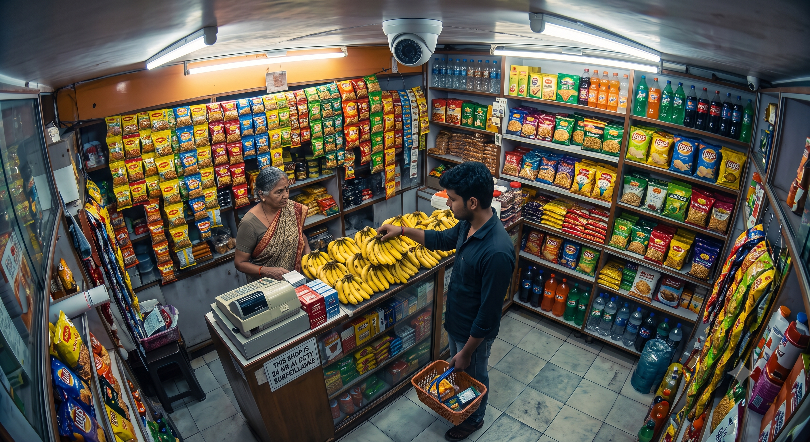 After-hours motion detected at a kirana shop cash counter